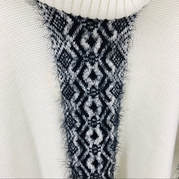 NWT Ivory Black Cowl Neck Poncho Sweater SM/MED - Picture 4 of 8